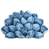 فرش سه بعدی زرباف طرح گل نیلوفر نیم رنگ آبی