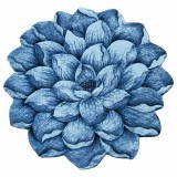 فرش سه بعدی زرباف طرح گل نیلوفر رنگ آبی