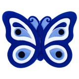 فرش تزئینی زرباف طرح چشم نظر پروانه رنگ آبی
