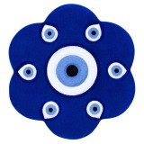 فرش تزئینی زرباف طرح چشم نظر گل رنگ آبی
