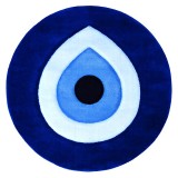 فرش تزئینی زرباف طرح چشم نظر دایره رنگ آبی