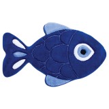 فرش تزئینی زرباف طرح چشم نظر ماهی رنگ آبی