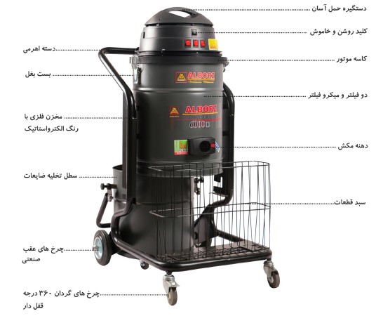 جاروبرقی صنعتی اهرمی سازه البرز مدل L 6000S