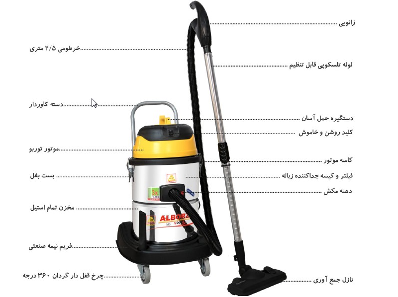 جاروبرقی نیمه صنعتی سازه البرز مدل RJA